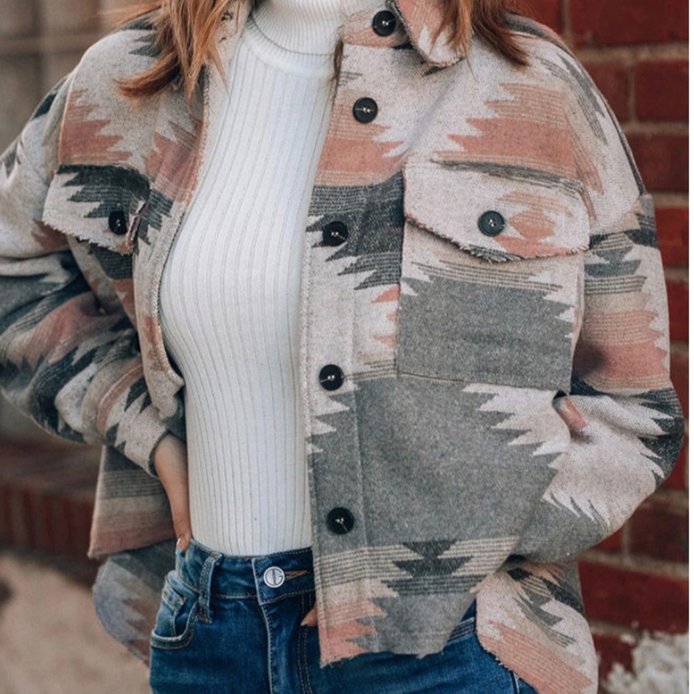 Gray & pink western jacket